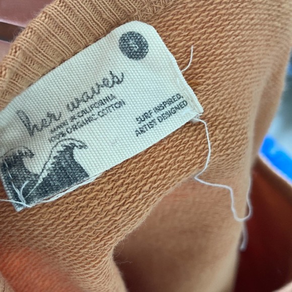 All Pima Apparel Her Waves Surfboard Crewneck Pullover Sweater Organic Cotton - Picture 5 of 7